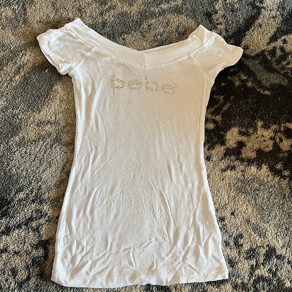 Bebe white size small rhinestone shirt